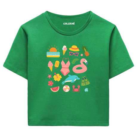 Crop T-Shirt - Yaz İkonları