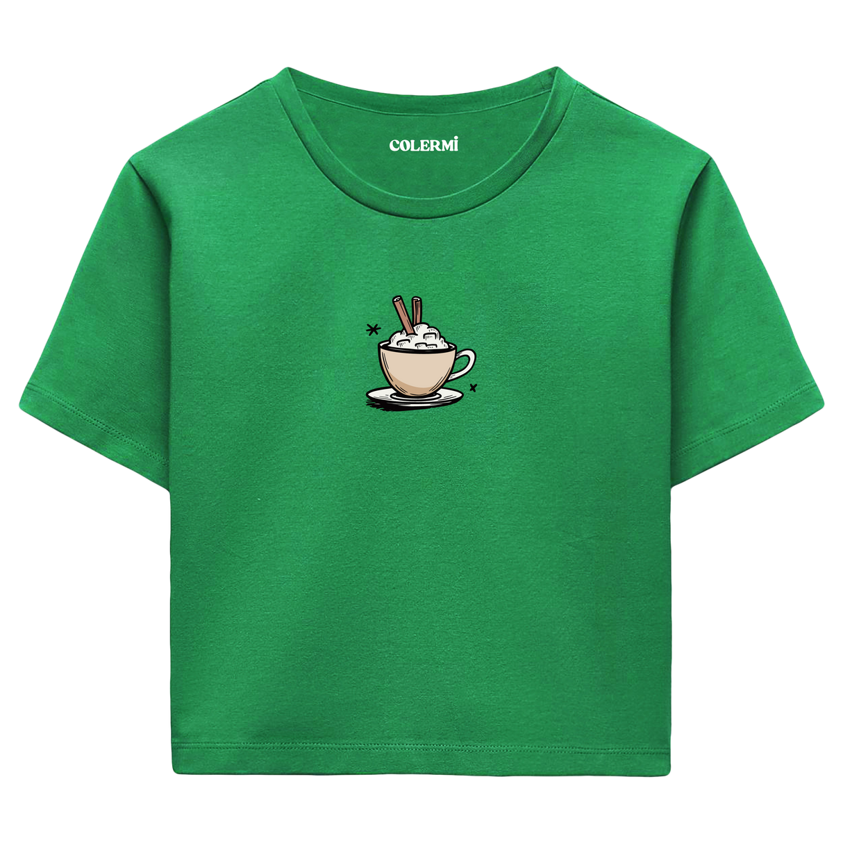 Colermi Kadın Crop Top Tişört - Kahve İllüstrasyonu