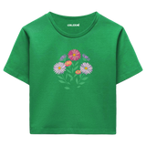 Colermi Kadın Crop Top T-Shirt - Renkli Çiçekler