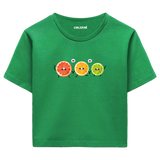 Sevimli Narenciye Karakterli Crop Top T-Shirt