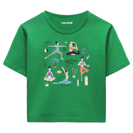 Yoga Crop T-Shirt - Yoga Günü Temalı Crop T-Shirt