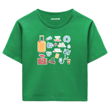 Yaz Seyahati Temalı Crop T-Shirt