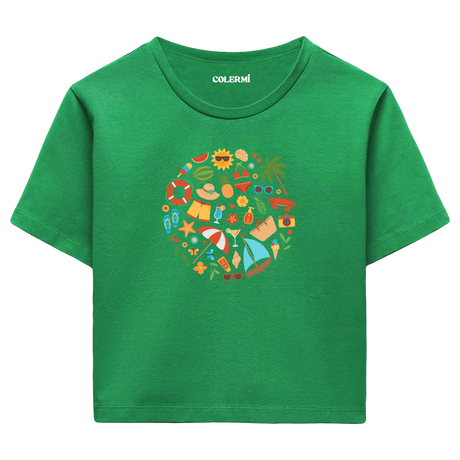 Crop T-Shirt - Neşeli Yaz Tatili